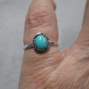 Native Dainty 925 Sterling Silver TURQUOISE Style Ring> Minimalist, Non Tarnish